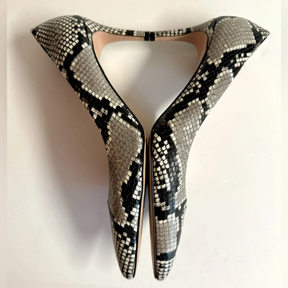 J Crew- Lucie Black and white snake embossed leather pump.Made in Italy.Size 10